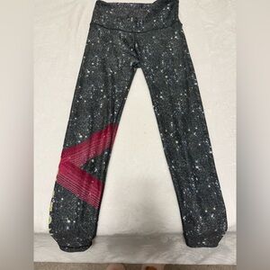 Peloton Black Space-Print High-Waist Leggings with Magenta Accent